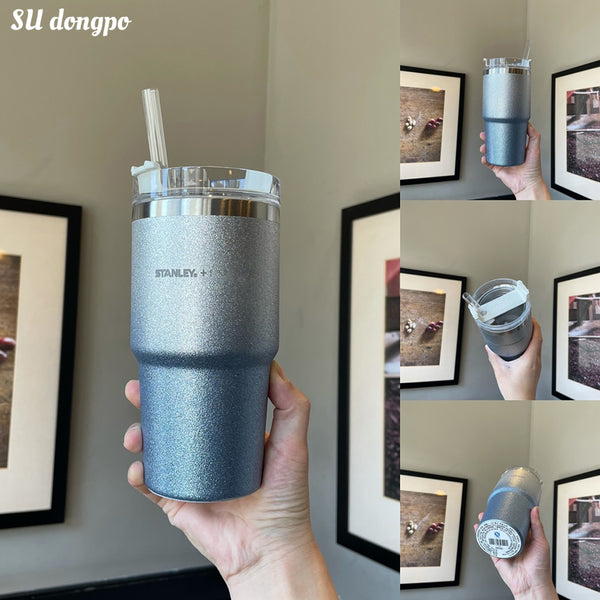 Coffee Cup with Straw Stainless Steel
