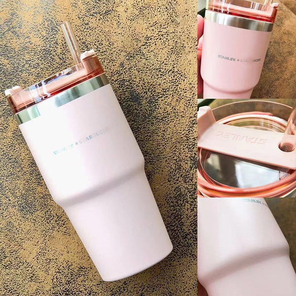 Coffee Cup with Straw Stainless Steel