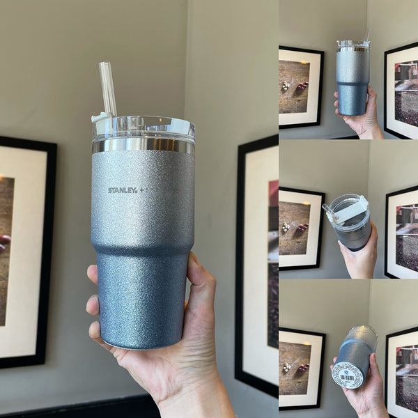Coffee Cup with Straw Stainless Steel