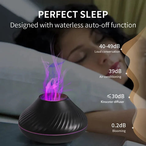 Flame Aromatherapy Humidifier with LED Color Flame Lamp - Home Style Essential Oil Diffuser