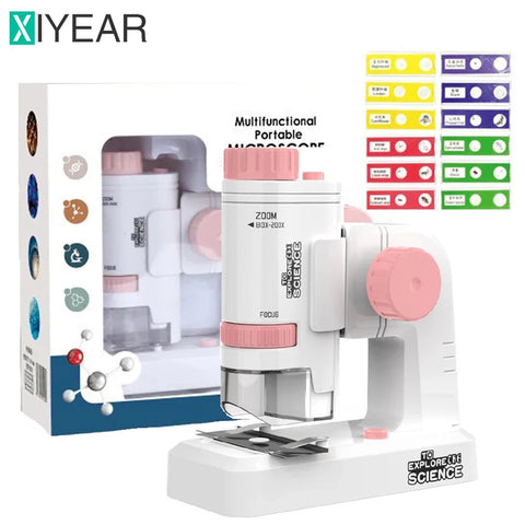 Explore Science with Ease: 80-200X Handheld MINI Microscope Kit with LED Base - Perfect Children's Biological Microscope Tool