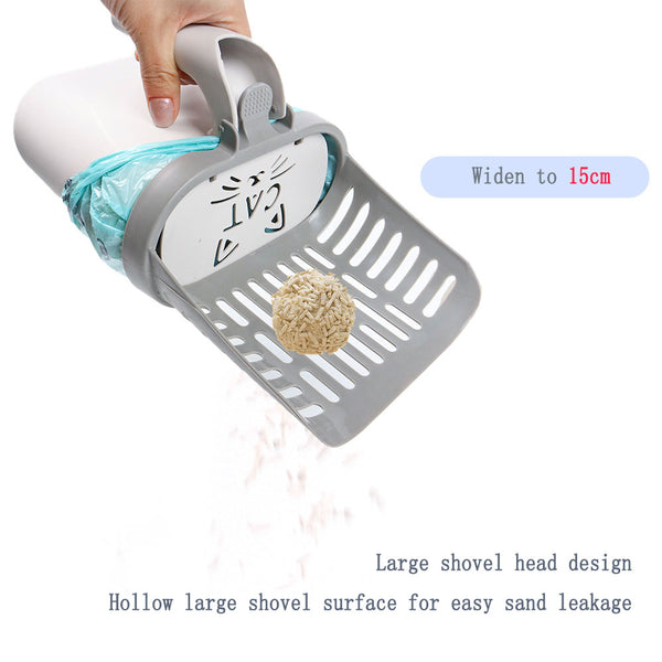 Cat Litter Shovel Set Bin Bag Large Capacity Cat Excrement Shovel