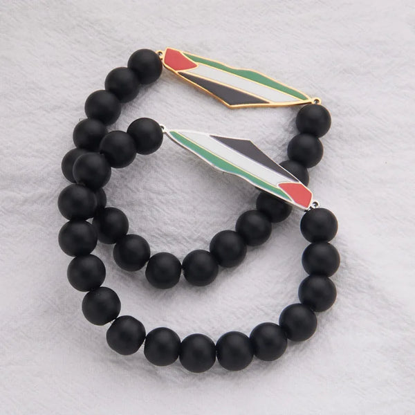 Show Your Solidarity in Style: Flag of Palestine Beaded Bracelet & Stainless Steel Pendant