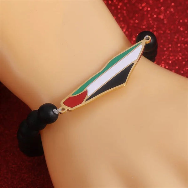 Show Your Solidarity in Style: Flag of Palestine Beaded Bracelet & Stainless Steel Pendant