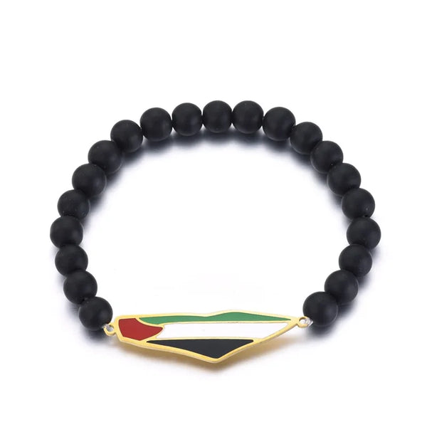 Show Your Solidarity in Style: Flag of Palestine Beaded Bracelet & Stainless Steel Pendant