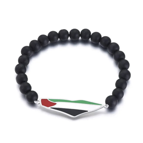 Show Your Solidarity in Style: Flag of Palestine Beaded Bracelet & Stainless Steel Pendant