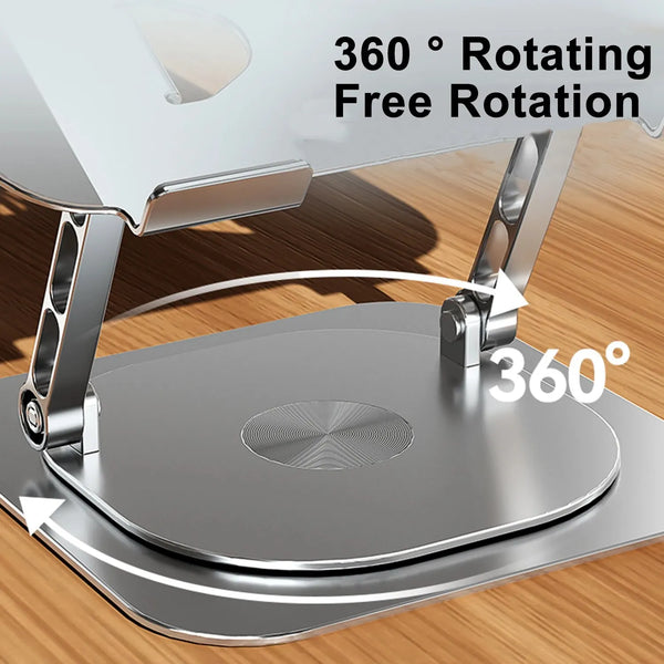 Laptop Stand 360° Rotatable Aluminum Alloy Tablet Cooling Stand with Folding Fan Radiator