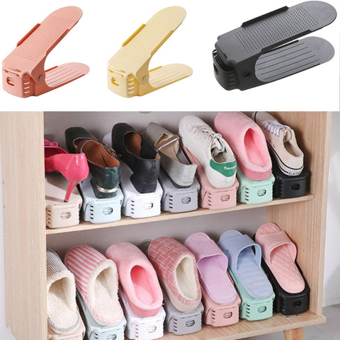 5 Pcs Shoe Rack Shelf Organizer Set - Double Deck Shoe Storage Cabinet for Space Saving