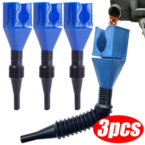 Foldable Car Refueling Funnel - A Splash-Proof, Convenient Plastic Funnel for Easy Gasoline Refilling.