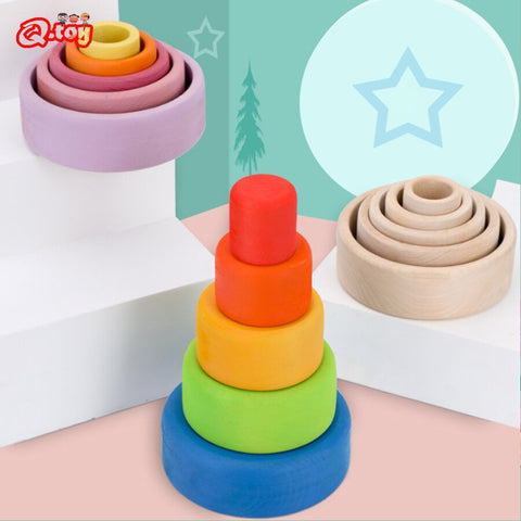 Rainbow Building Blocks Creative Stacking Game Set - Shopsteria