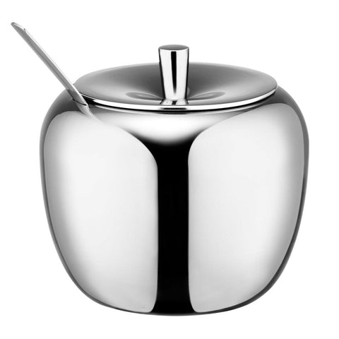 Realand 18/8 Stainless Steel Apple Sugar Bowl Seasoning Jar Condiment Pot Spice Container Canister Cruet with Lid and Spoon - Shopsteria
