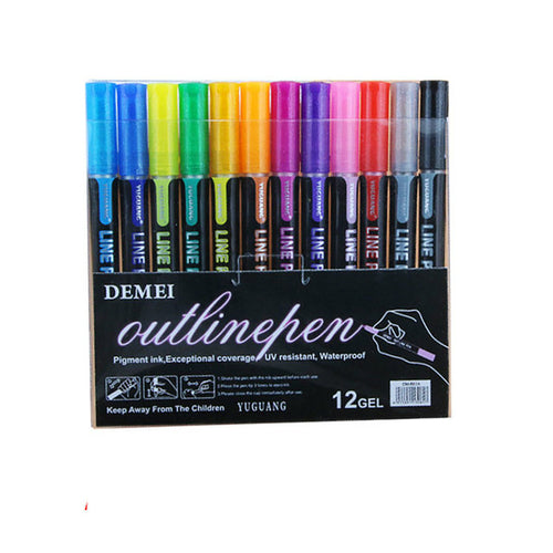 Multi Color Double Line Outline Art Pen Marker Pen Diy Graffiti Outline - Shopsteria