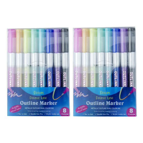 Multi Color Double Line Outline Art Pen Marker Pen Diy Graffiti Outline - Shopsteria