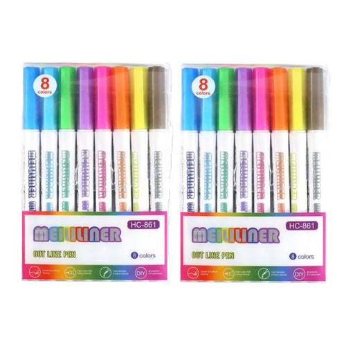 Multi Color Double Line Outline Art Pen Marker Pen Diy Graffiti Outline - Shopsteria