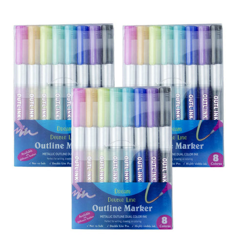 Multi Color Double Line Outline Art Pen Marker Pen Diy Graffiti Outline - Shopsteria