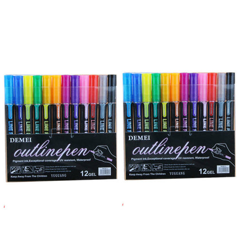 Multi Color Double Line Outline Art Pen Marker Pen Diy Graffiti Outline - Shopsteria