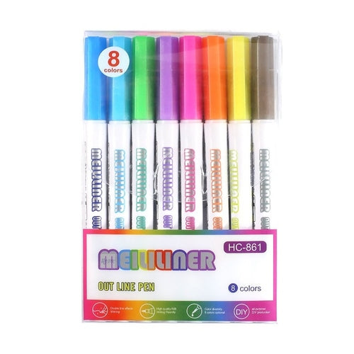 Multi Color Double Line Outline Art Pen Marker Pen Diy Graffiti Outline - Shopsteria