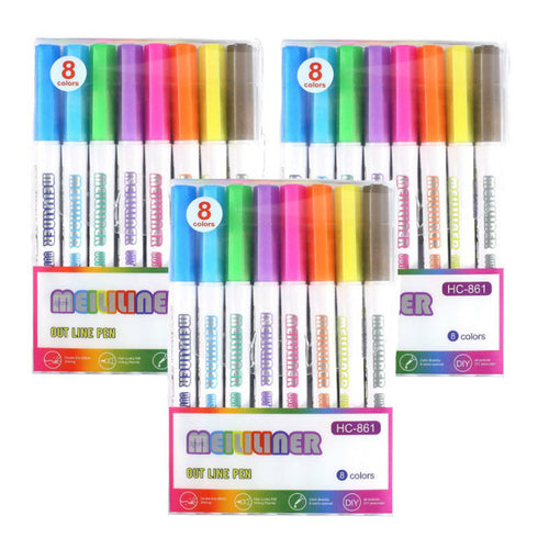 Multi Color Double Line Outline Art Pen Marker Pen Diy Graffiti Outline - Shopsteria