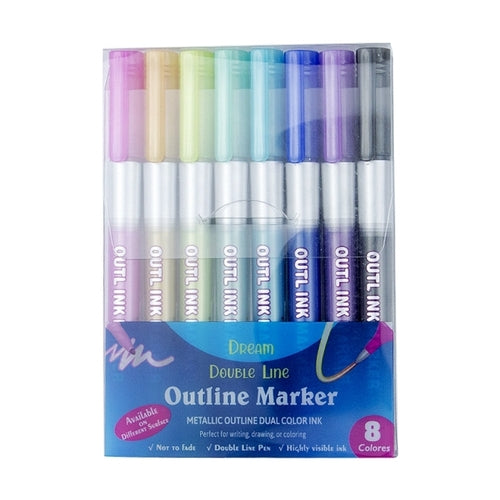 Multi Color Double Line Outline Art Pen Marker Pen Diy Graffiti Outline - Shopsteria