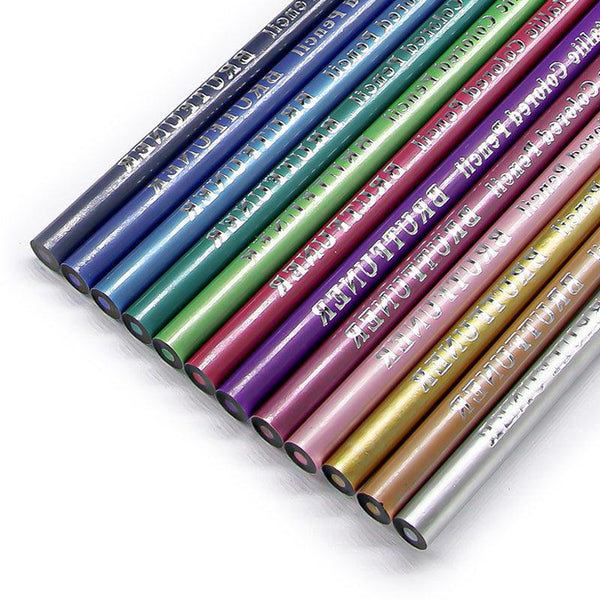 12 Color Metallic Colored Pencils Drawing Sketching Set Coloring Color Pencils Students Office Profession Art Painting Supplies - Shopsteria