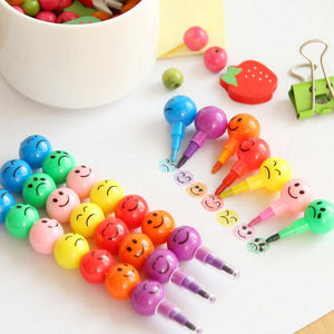 1pcs 7 Color Crayons Art Supplies For Kids Pastel Pen Drawing Set Stationery Smiley Face Crayons Pencil School Supplies - Shopsteria