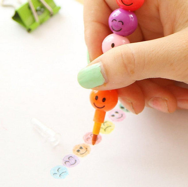1pcs 7 Color Crayons Art Supplies For Kids Pastel Pen Drawing Set Stationery Smiley Face Crayons Pencil School Supplies - Shopsteria