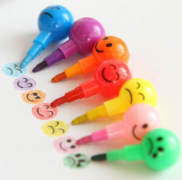 1pcs 7 Color Crayons Art Supplies For Kids Pastel Pen Drawing Set Stationery Smiley Face Crayons Pencil School Supplies - Shopsteria