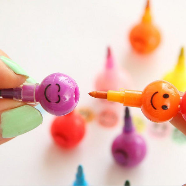1pcs 7 Color Crayons Art Supplies For Kids Pastel Pen Drawing Set Stationery Smiley Face Crayons Pencil School Supplies - Shopsteria
