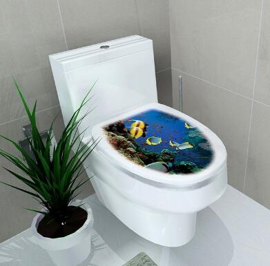 Toilet Cover Wall Stickers 3D Waterproof Bathroom Decal Pvc stereo toilet stickers - Shopsteria