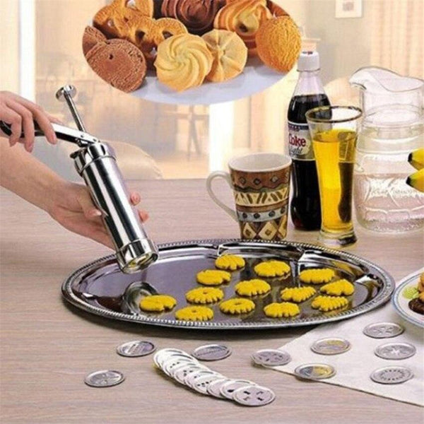 Hot Manual Cookie Press Stamps Set Baking Tools 24 In 1 With 4 Nozzles 20 Cookie Molds Biscuit Maker Cake Decorating Extruder DIY Home Professional - Shopsteria007