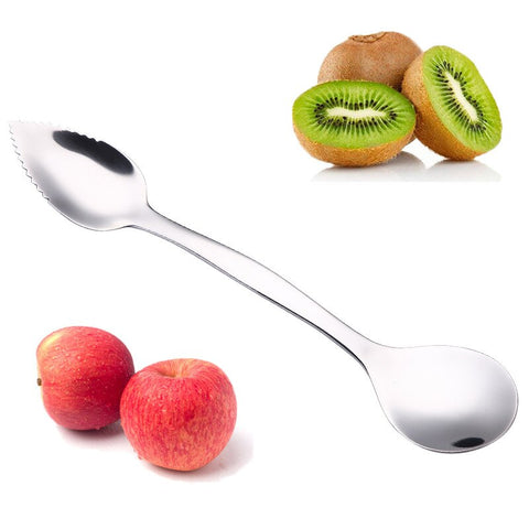 Stainless Steel Multi-functional Double Headed Scraping Spoon Fruit Carving Knife Planer Kitchen Tools Kiwi Dig Spoon - Shopsteria