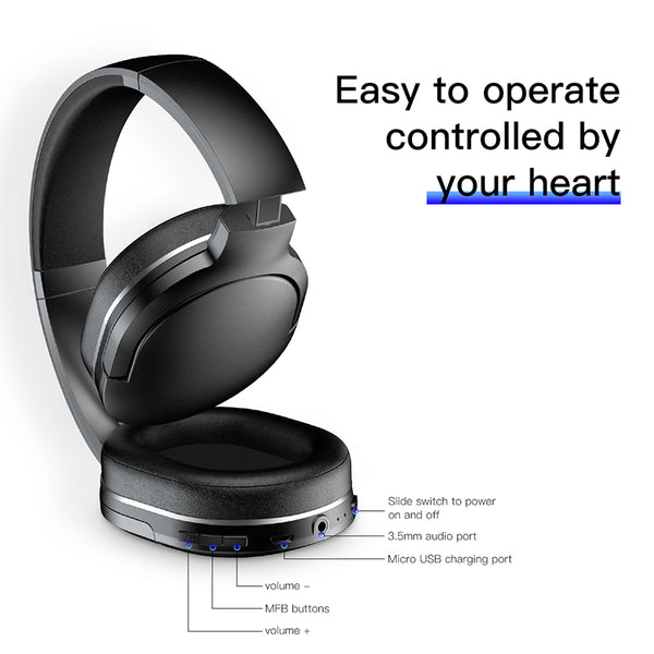Wireless Headphone Bluetooth 5.0 Handsfree Headset For Ear Head Phone iPhone Xiaomi Huawei Samsung - Shopsteria