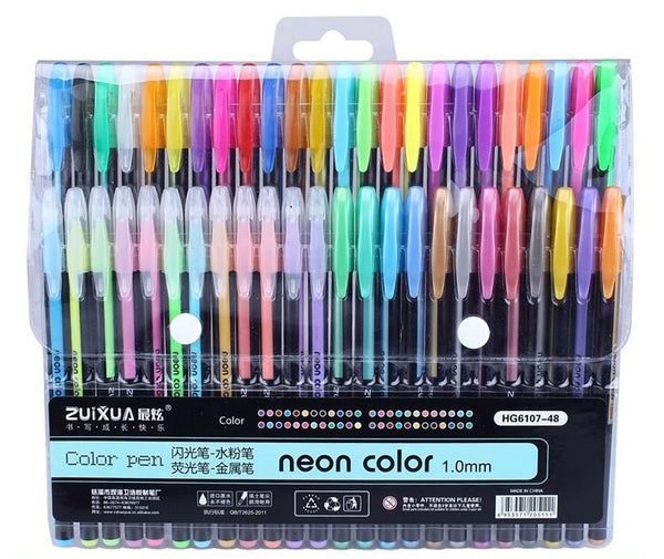 48pcs Colors Glitter Sketch Drawing Color Pen Markers Gel Pens Set Refill Rollerball Pastel Neon Marker Office School Stationery Gel Pens - Shopsteria