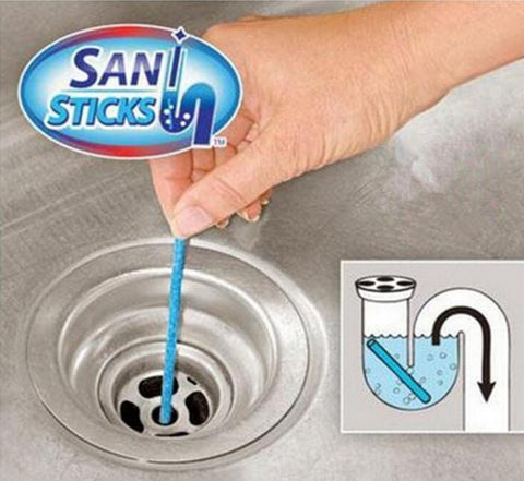 12/set Sani Sticks Oil Decontamination Decongestion The Kitchen Toilet Bathtub Drain Cleaner Sewer Cleaning Rod Convenient Sewer Hair Clear - Shopsteria