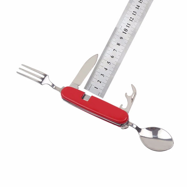 Foldable Multifunction Stainless Steel Spoon/Fork/Knife/Bottle Opener - Shopsteria