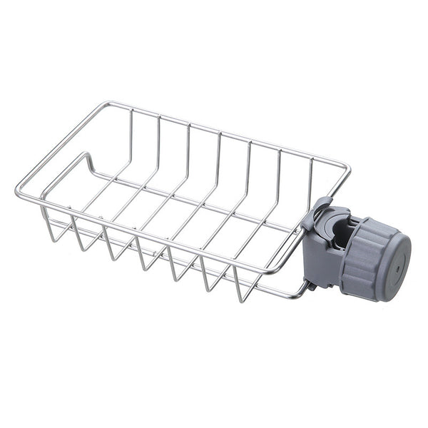 Kitchen Storage Stainless Steel Faucet Rack Hanging Basket Sponge Drain Rack Sink Storage Rack Rag Rack - Shopsteria