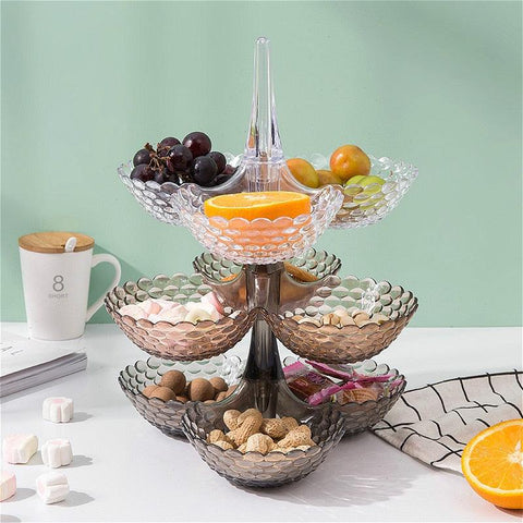 Multi-layer Plastic  Plate Dried Fruit Snack Bowl Candy Trays Rack Organizer - Shopsteria007