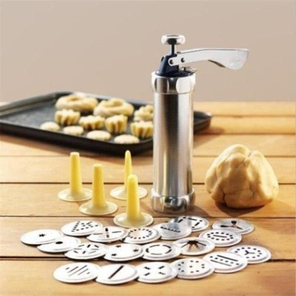 Hot Manual Cookie Press Stamps Set Baking Tools 24 In 1 With 4 Nozzles 20 Cookie Molds Biscuit Maker Cake Decorating Extruder DIY Home Professional - Shopsteria007