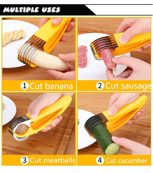 Stainless Steel Banana Sausage Cutter Fruit Vegetable Slicer - Shopsteria