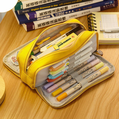 Large Capacity Pencil Case 3 Compartment Pouch Pen Bag for School - Shopsteria