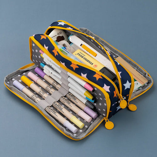 Large Capacity Pencil Case 3 Compartment Pouch Pen Bag for School - Shopsteria