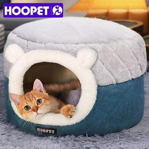 HOOPET Cat Bed House Soft Plush Kennel Puppy Cushion Small Dogs Cats Nest Winter Warm Sleeping Pet Dog Bed Pet Mat Supplies - Shopsteria007