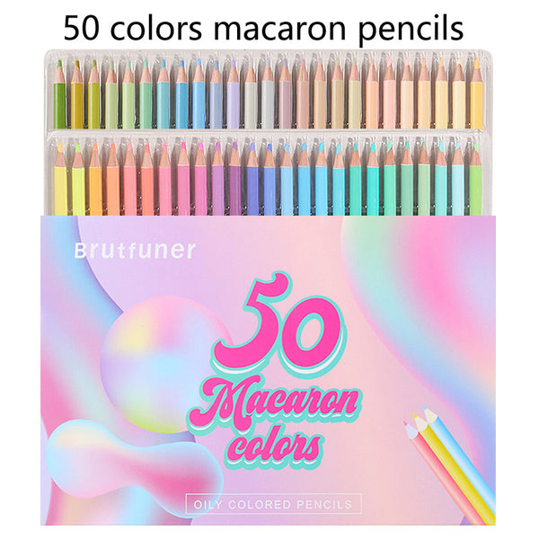 Brutfuner Macaron 50 Color Professional Colored Pencils Wood Watercolor Drawing Pen Set For School Art Supplies Birthday Gift - Shopsteria