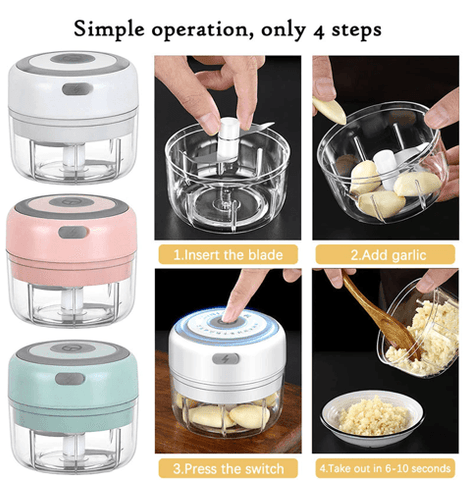 Mini USB Wireless Electric Food Chopper For Mashing Garlic, Vegetable, Chili, Baby Foods and Others  100/250ml - Shopsteria007