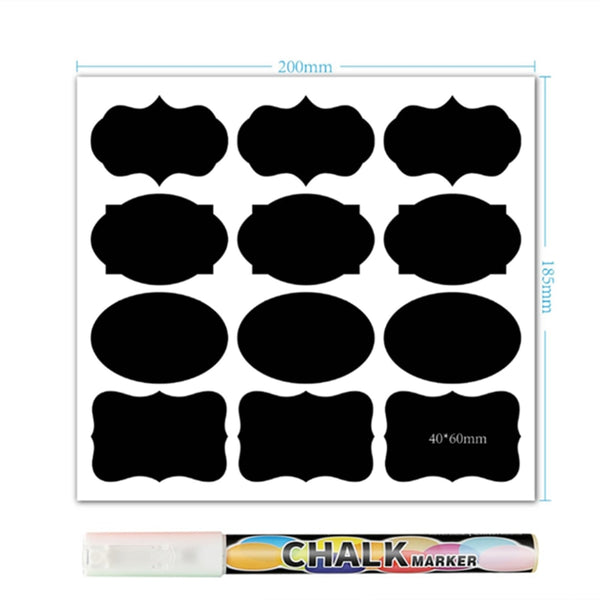 48 pcs Jar Cool Stickers Kitchen Label Stickers Blackboard - Shopsteria