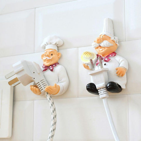 Kitchen Plug Bracket Cartoon Cook Power Socket Cord Organizer Holder Sundry Storage Rack Shelves Kitchen Storage Sticky Hook - Shopsteria007