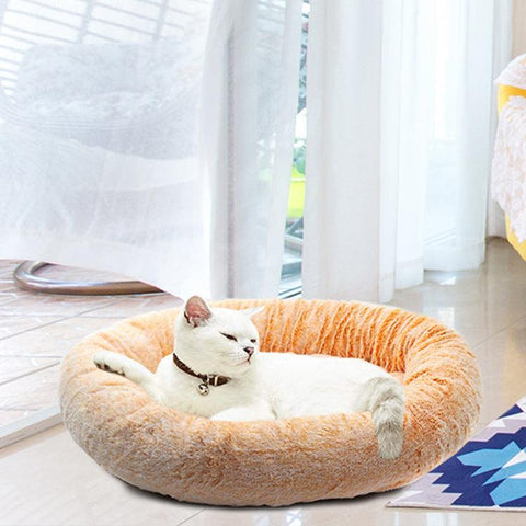 22*22 Inch / 55*55 cm Colorful Dog Kennel Cat Kennel Pet Bed Round Plush Winter Dog Pad Cat Pad Small And Medium Dogs - Shopsteria