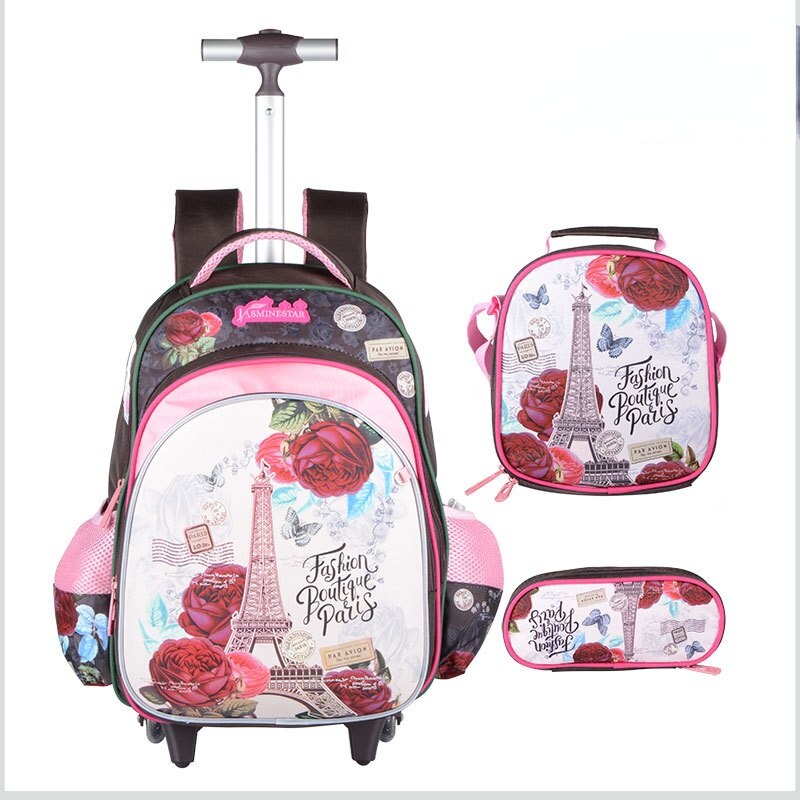 School Bags Kawaii Trolly Bag Childrens School Backpack Schoolbag Wheeled Backpacks School Children's Backpack with Boy Wheels - Shopsteria