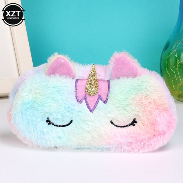 Cute Cartoon Pencil Case Plush Unicorn Stationery Bag Creative Learning Stationery Pencil Case Storage Bag - Shopsteria