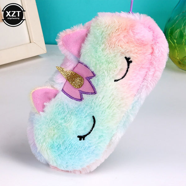 Cute Cartoon Pencil Case Plush Unicorn Stationery Bag Creative Learning Stationery Pencil Case Storage Bag - Shopsteria